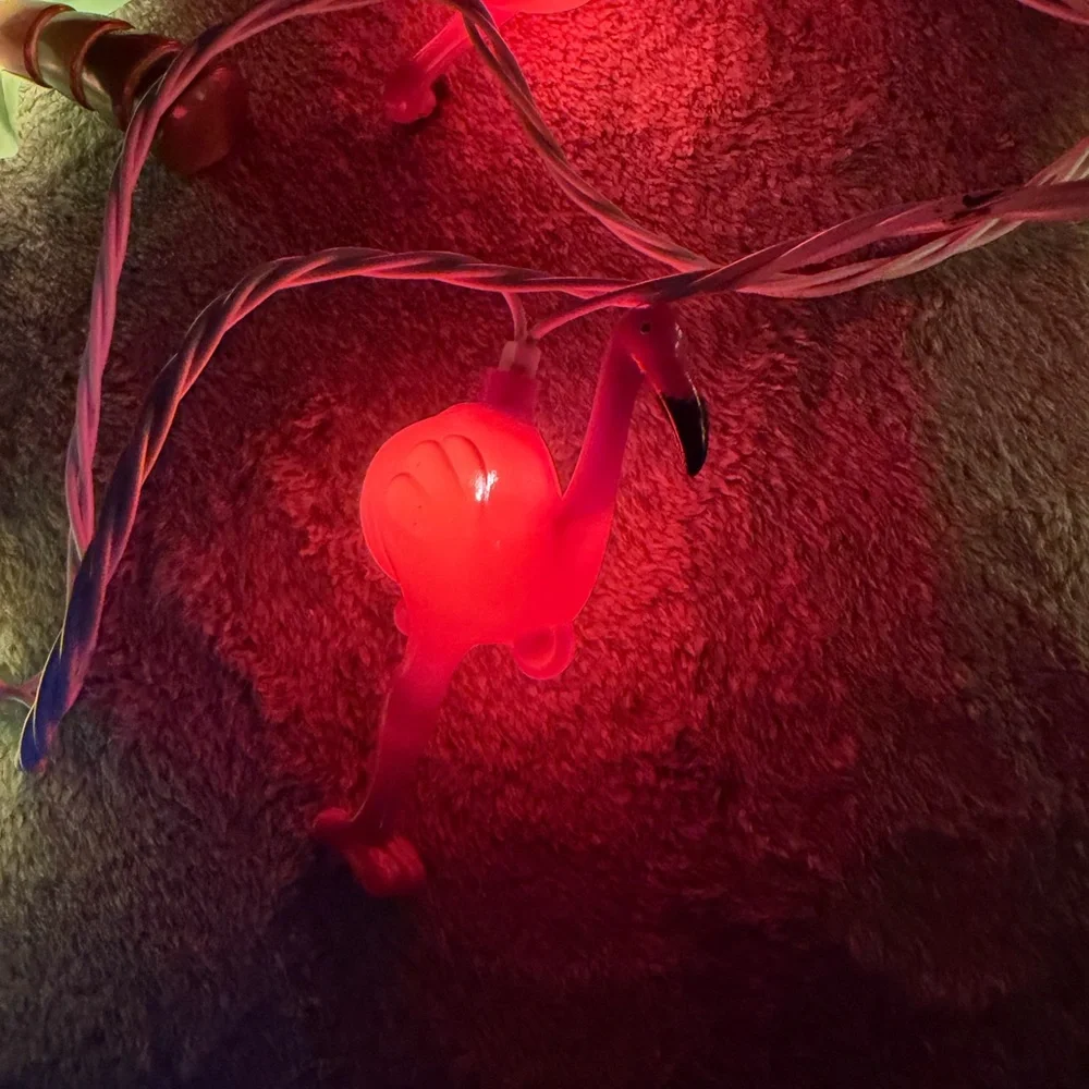 Blow Mold String Lights Flamingos Palm Trees Party Beach